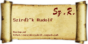 Szirák Rudolf névjegykártya